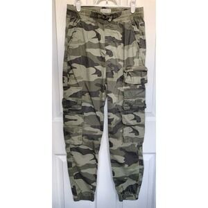 Abercrombie Kids Green Camo Cargo‎ Jogger Pants Stretch Waist Youth 15/16
